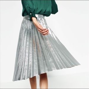 Zara accordion metallic midi skirt